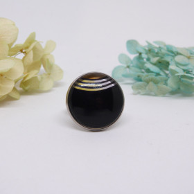 Bague ajustable en acier inoxydable avec cabochon