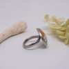 Bague ajustable en acier inoxydable avec cabochon à pois