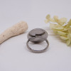 Bague ajustable en acier inoxydable avec cabochon à pois