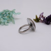 Bague ajustable en acier inoxydable avec cabochon à lignes
