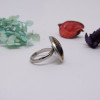 Bague en acier inoxydable ajustable avec cabochon à lignes
