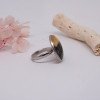 Bague ajustable en acier inoxydable avec cabochon géométrique