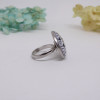 Bague ajustable blanche et bleu en acier inoxydable
