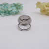 Bague ajustable blanche et bleu en acier inoxydable