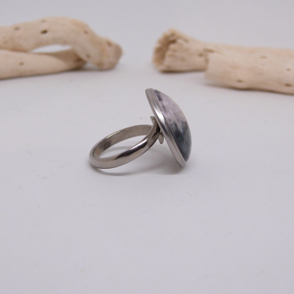 Bague ajustable pleine lune en acier inoxydable