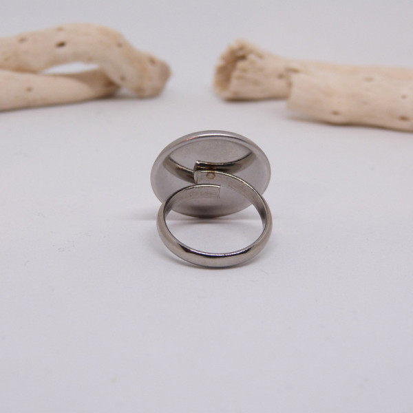 Bague ajustable pleine lune en acier inoxydable