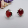 Puces d'oreilles cœur rouge en pétales de rose