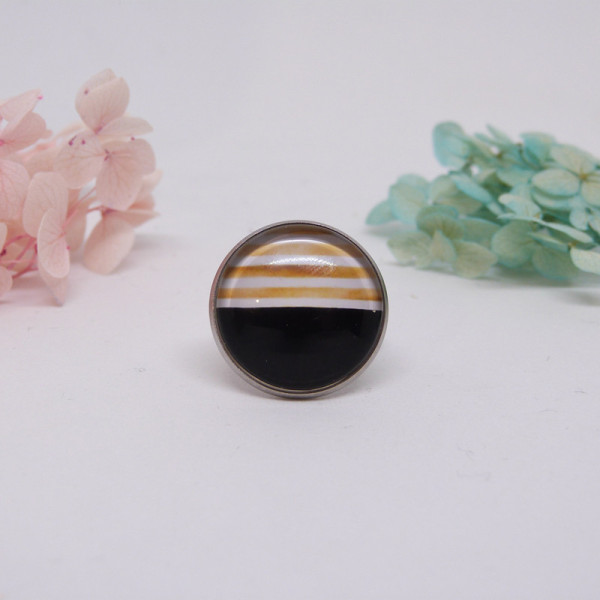 Bague ajustable en acier inoxydable avec cabochon