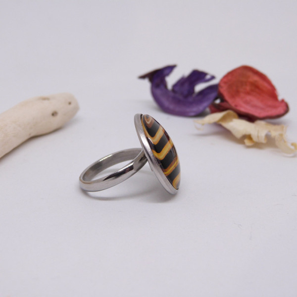 Bague ajustable en acier inoxydable avec rayures