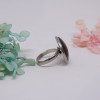 Bague ajustable en acier inoxydable avec cabochon géométrique